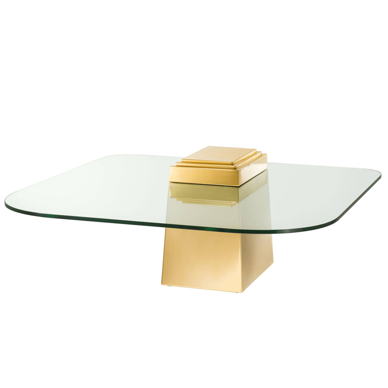 Кофейный стол Eichholtz Coffee Table Orient Gold Глянцевое золото Прозрачный в Казани | Loft Concept 