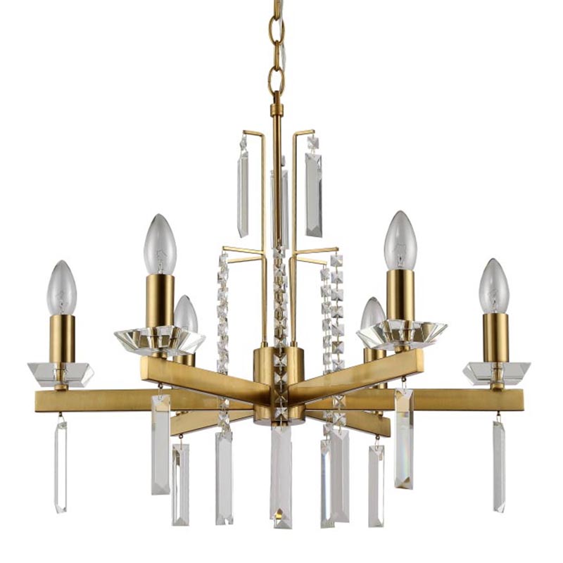 Люстра Vivien Crystal Brass Chandelier 6 Латунь Серый в Казани | Loft Concept 