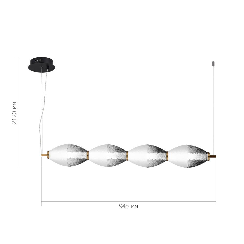 Подвесной светильник линейный в сочетании двух разных фактур стекла Enchanting в Казани
