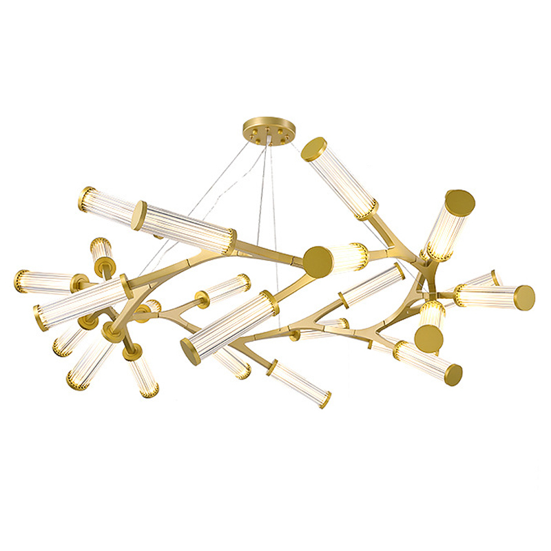 Люстра Cylinder Branches Chandelier Ring Gold Золотой Прозрачный в Казани | Loft Concept 