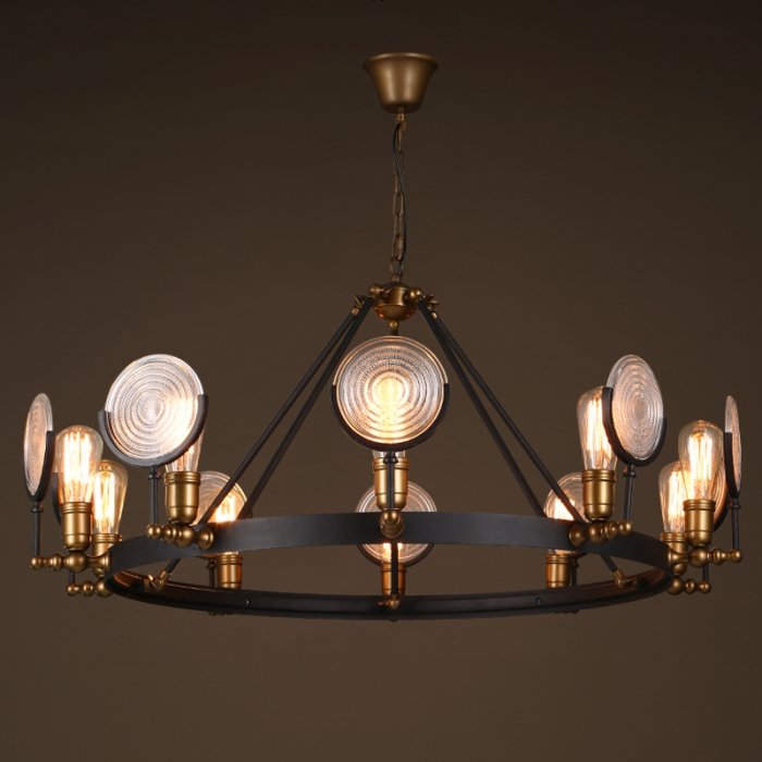 Люстра GASLIGHT LENS Chandelier 10 Черный в Казани | Loft Concept 