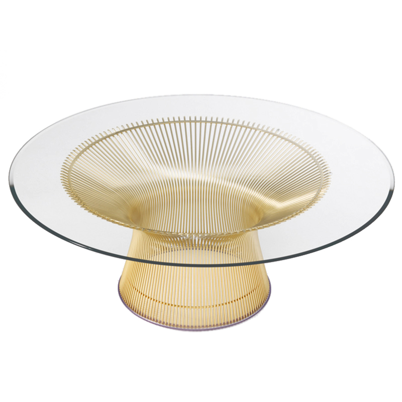 Стол Platner Coffee Gold Глянцевое золото Прозрачное Стекло в Казани | Loft Concept 