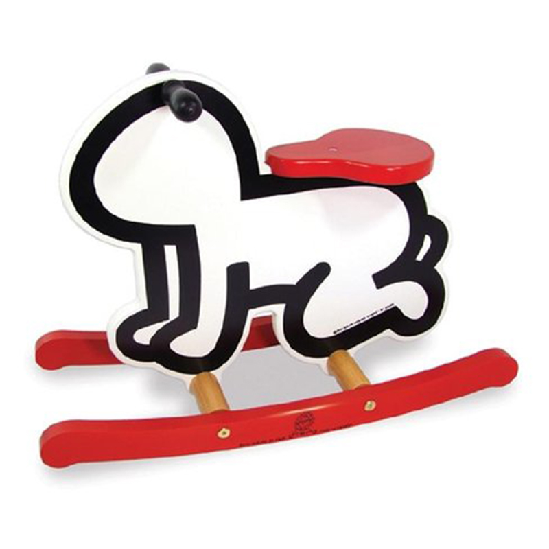 Детская деревянная качалка VILAC KEITH HARING ROCKER BABY TOY-WHITE Красный Черный Белый в Казани | Loft Concept 