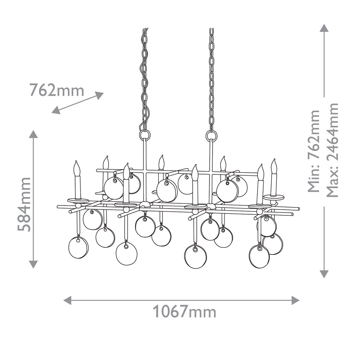Люстра подвесная с 8-ю лампами и стеклянными круглыми подвесками Currey & Company в Казани