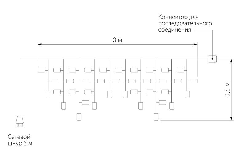 Светодиодная Гирлянда-Бахрома с Белым светом в Казани