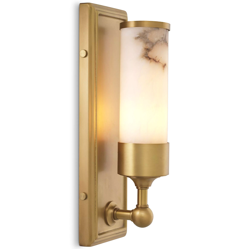 Бра Eichholtz Wall Lamp Valentine Alabaster Бежевый Белый Мрамор Bianco Латунь в Казани | Loft Concept 