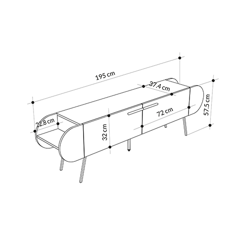 ТВ-тумба серая с 2-мя откидными дверцами и 2-мя открытыми полками CAPSULE TV STAND RETRO GREY в Казани