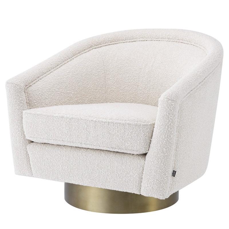 Кресло Eichholtz Swivel Chair Catene Boucle cream Кремовый матовое золото в Казани | Loft Concept 