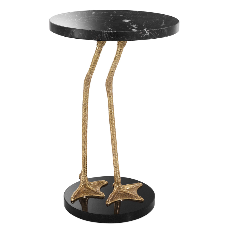 Приставной стол Eichholtz Side Table Lagoon Латунь Черный Мрамор Nero Черный в Казани | Loft Concept 