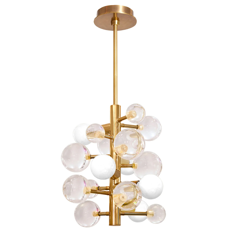 Светильник Jonathan Adler GLOBO FIVE-LIGHT CHANDELIER Clear Золотой Прозрачное Стекло Белый в Казани | Loft Concept 