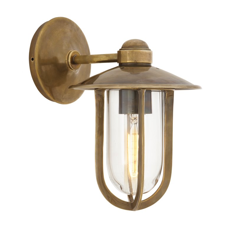 Бра Eichholtz Wall Lamp Seg Harbour Brass Латунь Античная полированная Прозрачное Стекло в Казани | Loft Concept 