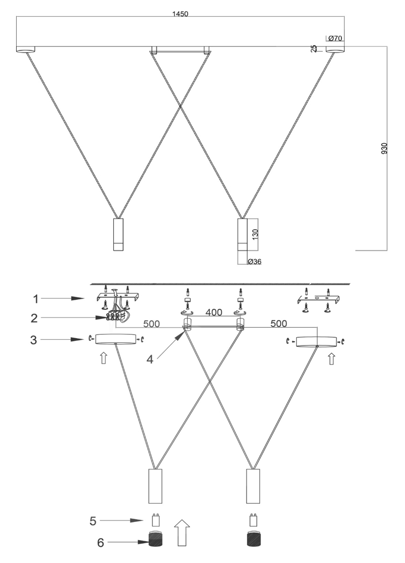 Wireflow LED White Suspension lam 2 патрона в Казани