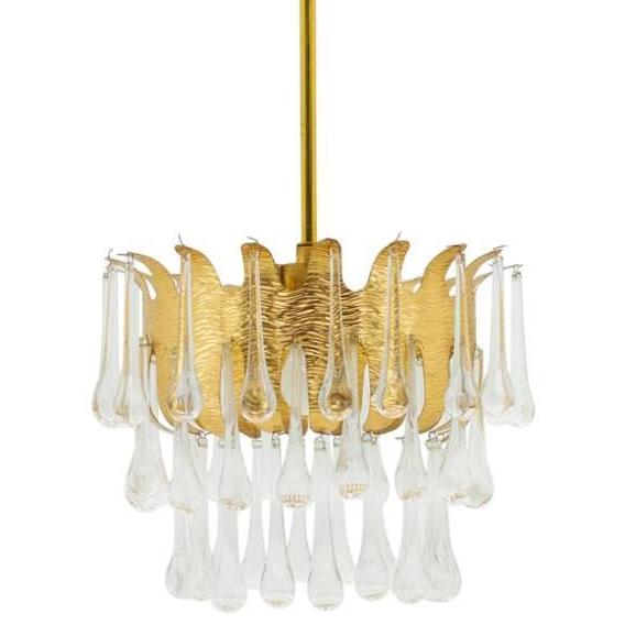 Люстра Ernst Palme Glass and Gilded Brass Chandelier Золотой в Казани | Loft Concept 