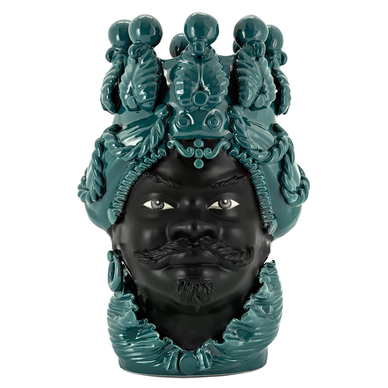 Ваза VASE MORO BIG MAN SIMPLY MAT dark turquoise Черный Бирюзовый в Казани | Loft Concept 