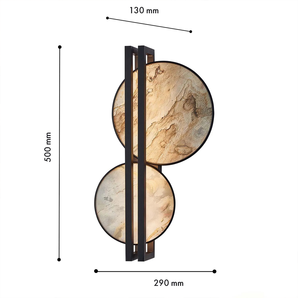 Бра из двух каменных дисков в металлической раме Constellation в Казани