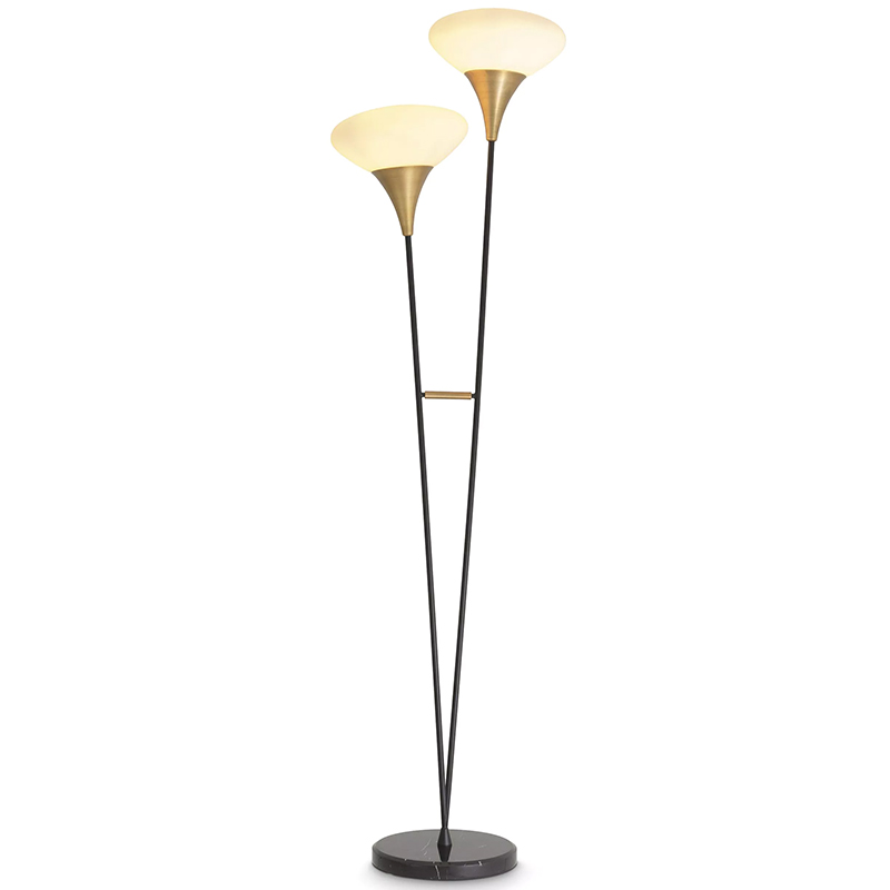 Торшер Eichholtz Floor Lamp Duco Латунь Белый Черный Черный Мрамор Nero в Казани | Loft Concept 