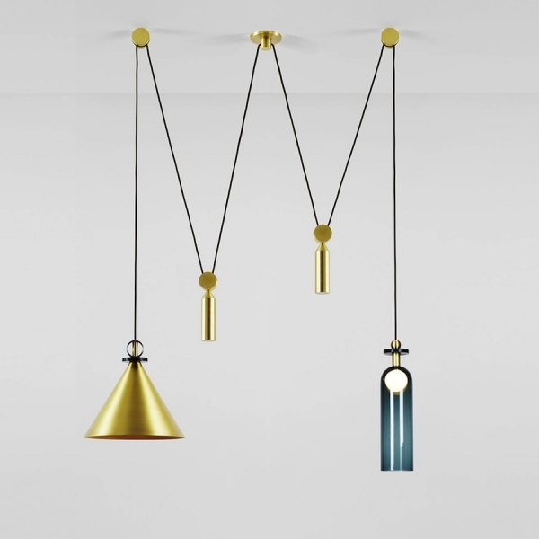 Подвесной светильник Shape up Double Pendant Brass Латунь в Казани | Loft Concept 