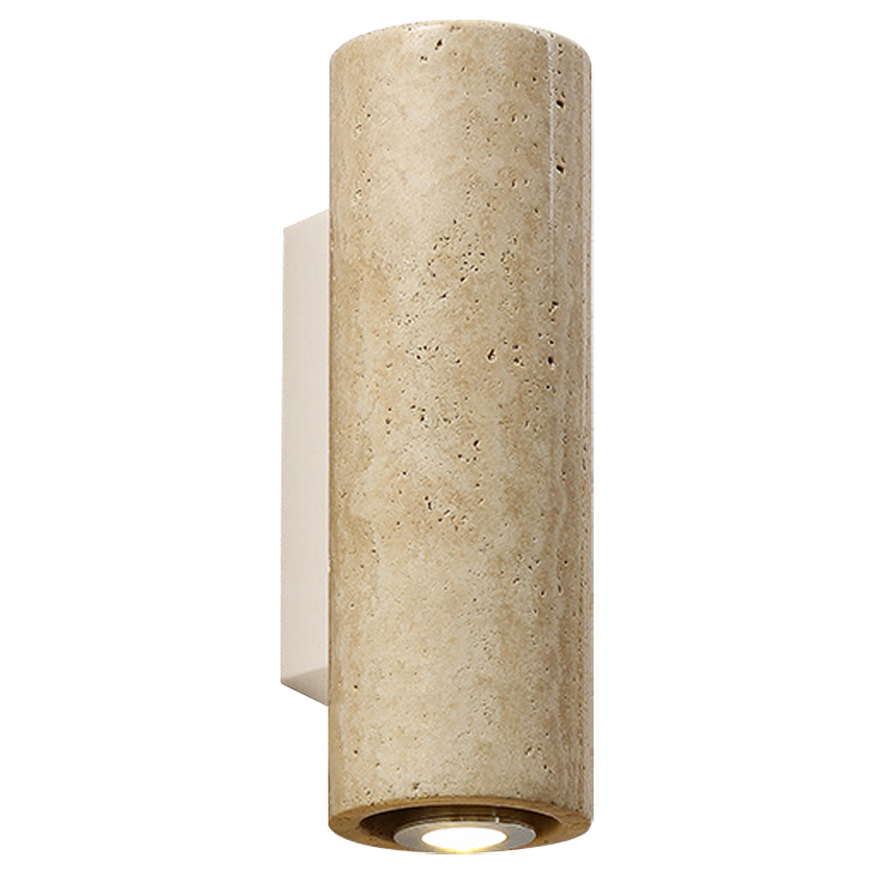 Бра Travertine Cylinder Spot Wall Lamp Бежевый Песочный Белый в Казани | Loft Concept 