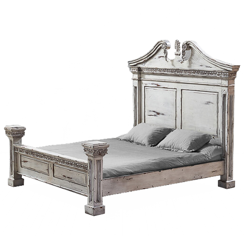 Кровать Gothic Style Bed White Белый винтажная патина   в Казани | Loft Concept 