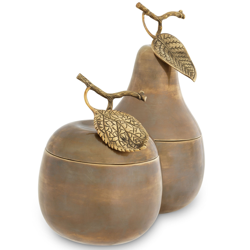 Комплект шкатулок Eichholtz Box Apple & Pear set of 2 brass Винтажная латунь в Казани | Loft Concept 