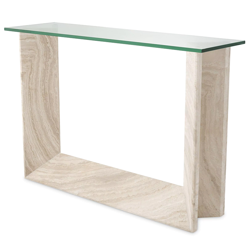 Консоль Eichholtz Console Table Fortuna Песочный Прозрачное Стекло в Казани | Loft Concept 