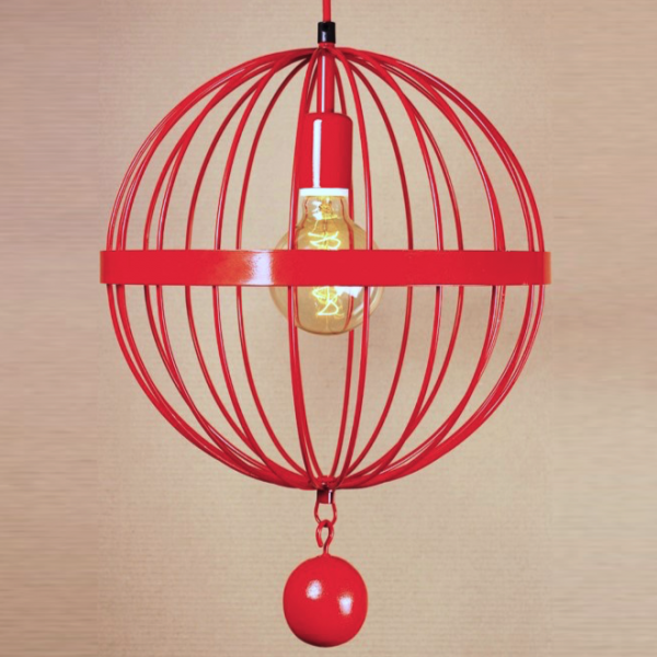 Подвесной светильник Wire Cage Pendant Spher Red Красный в Казани | Loft Concept 