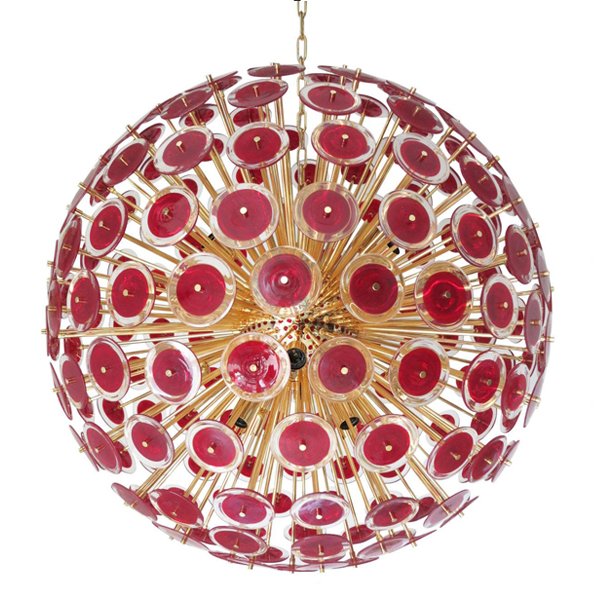 Murano Red Disco Glass Sputnik Chandelier Vistosi Красный (Red) Золотой в Казани | Loft Concept 