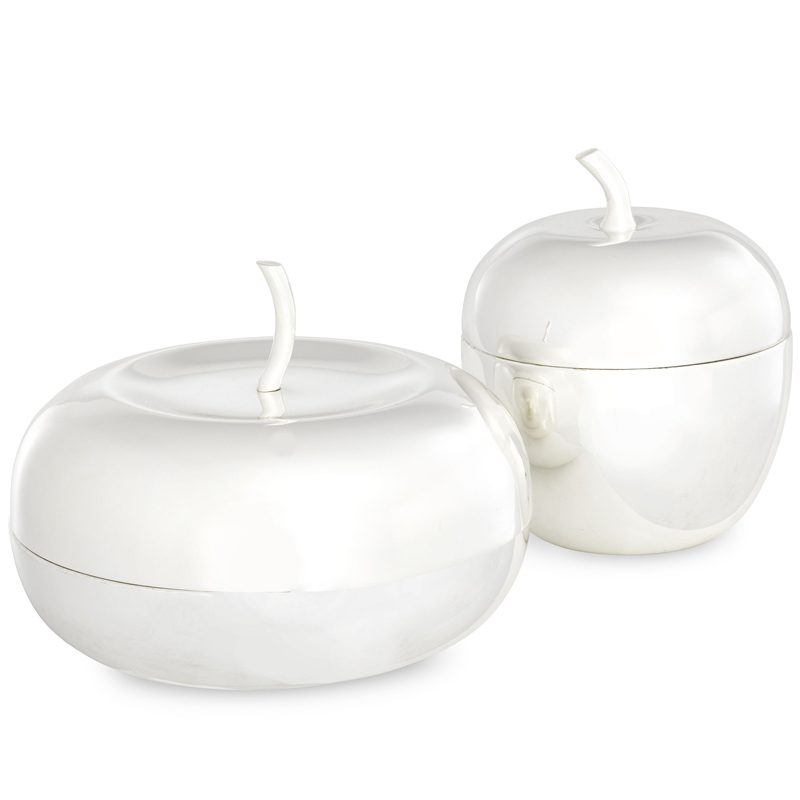 Комплект шкатулок Eichholtz Box Apple Set of 2 Silver Серебряный в Казани | Loft Concept 