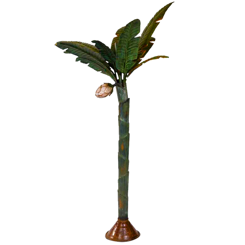 Торшер Дизайнерский Зеленый Банан Painted Metal Sculpture of Palm or Banana Tree and Flower Искусственная бурая ржавчина Зеленый в Казани | Loft Concept 