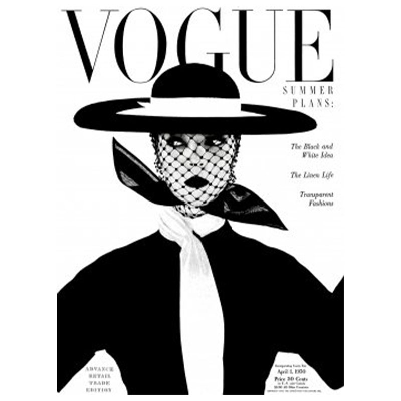 Постер Vogue Cover 1950 April Черный Белый в Казани | Loft Concept 