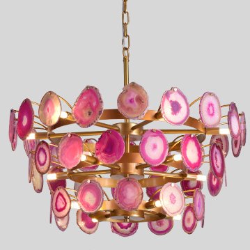 Люстра Agate Burst Chandelier 3 Round pink Розовый пастельный Золотой в Казани | Loft Concept 