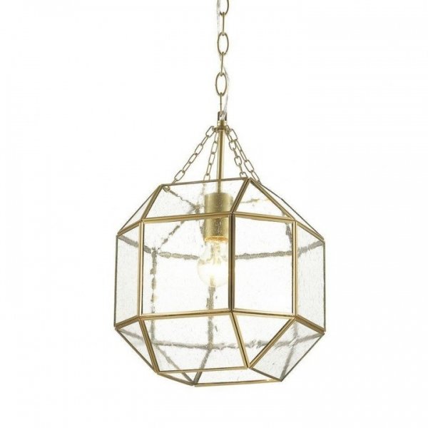 Подвесной светильник Glass & Metal Cage Pendant Gold Глянцевое золото в Казани | Loft Concept 