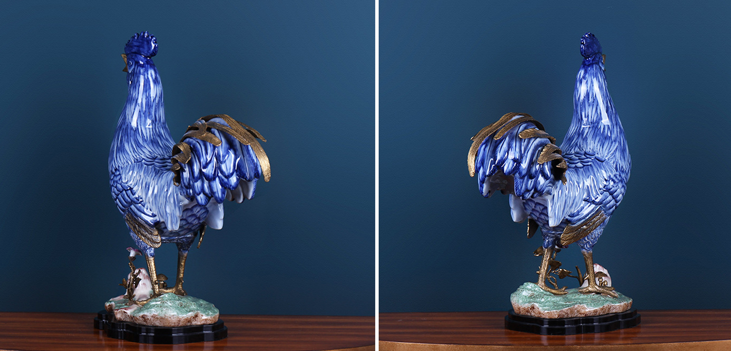 Статуэтка для интерьера фарфоровый Петух синий - фото №1