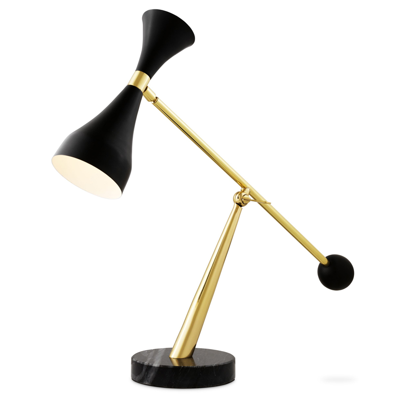 Настольная лампа Eichholtz Desk Lamp Cordero Черный Латунь Черный Мрамор Nero в Казани | Loft Concept 