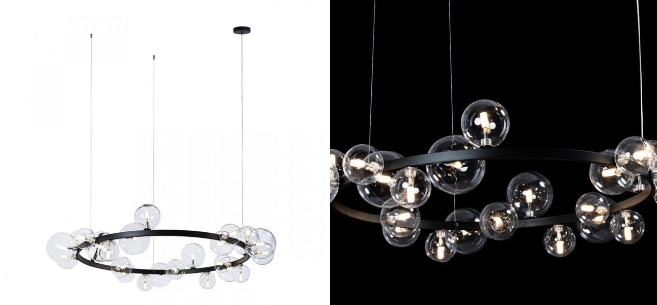 Светодиодная люстра Кольцо Прозрачное стекло IONA Сhandelier диаметр 120 см - фото