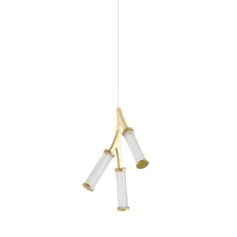 Люстра Cylinder Branches Chandelier Gold 3 Золотой Прозрачный в Казани | Loft Concept 