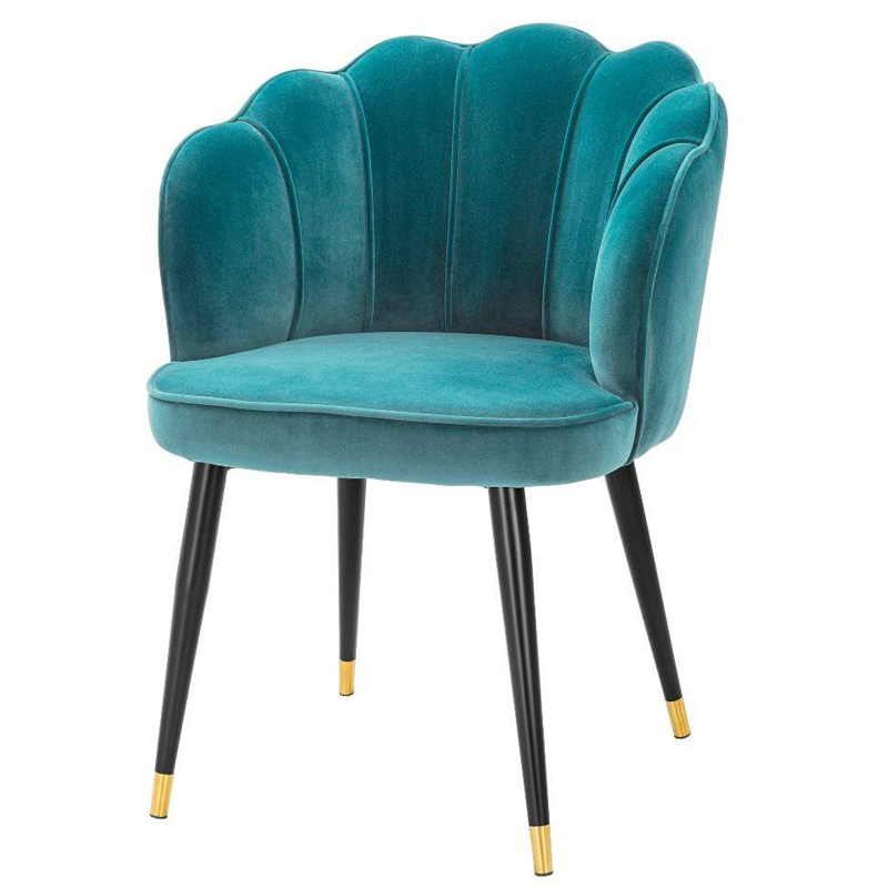 Стул Eichholtz Dining Chair Bristol sea green Бирюзовый Черный Латунь в Казани | Loft Concept 