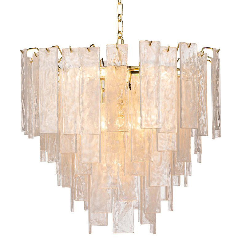 Люстра Textured Glass Chandelier Rectangular Pendants Золотой Прозрачный (Transparent) в Казани | Loft Concept 