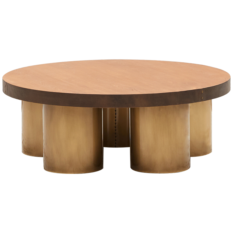 Круглый кофейный стол Stokes Coffee Table Латунь Коричневый Древесина в Казани | Loft Concept 