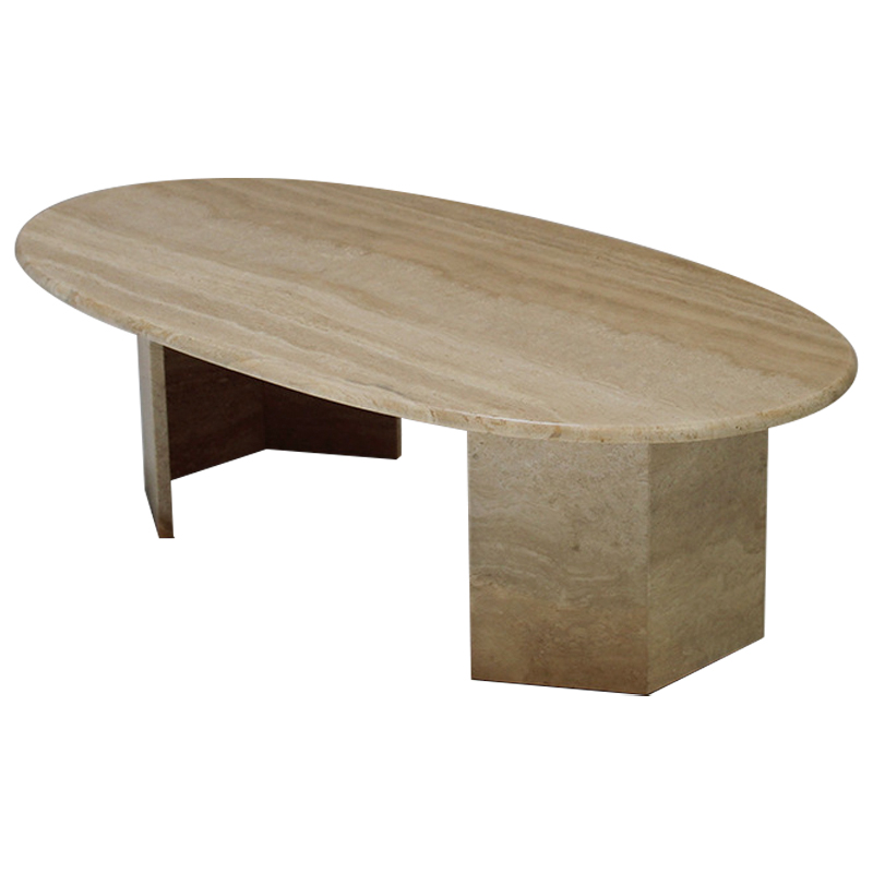 Кофейный стол Oval Travertine Coffee Table Коричневый в Казани | Loft Concept 