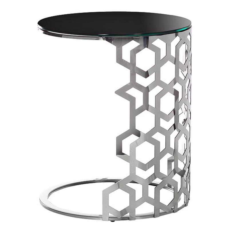 Приставной стол Yen Geometry Side Table silver 60 Серебряный в Казани | Loft Concept 