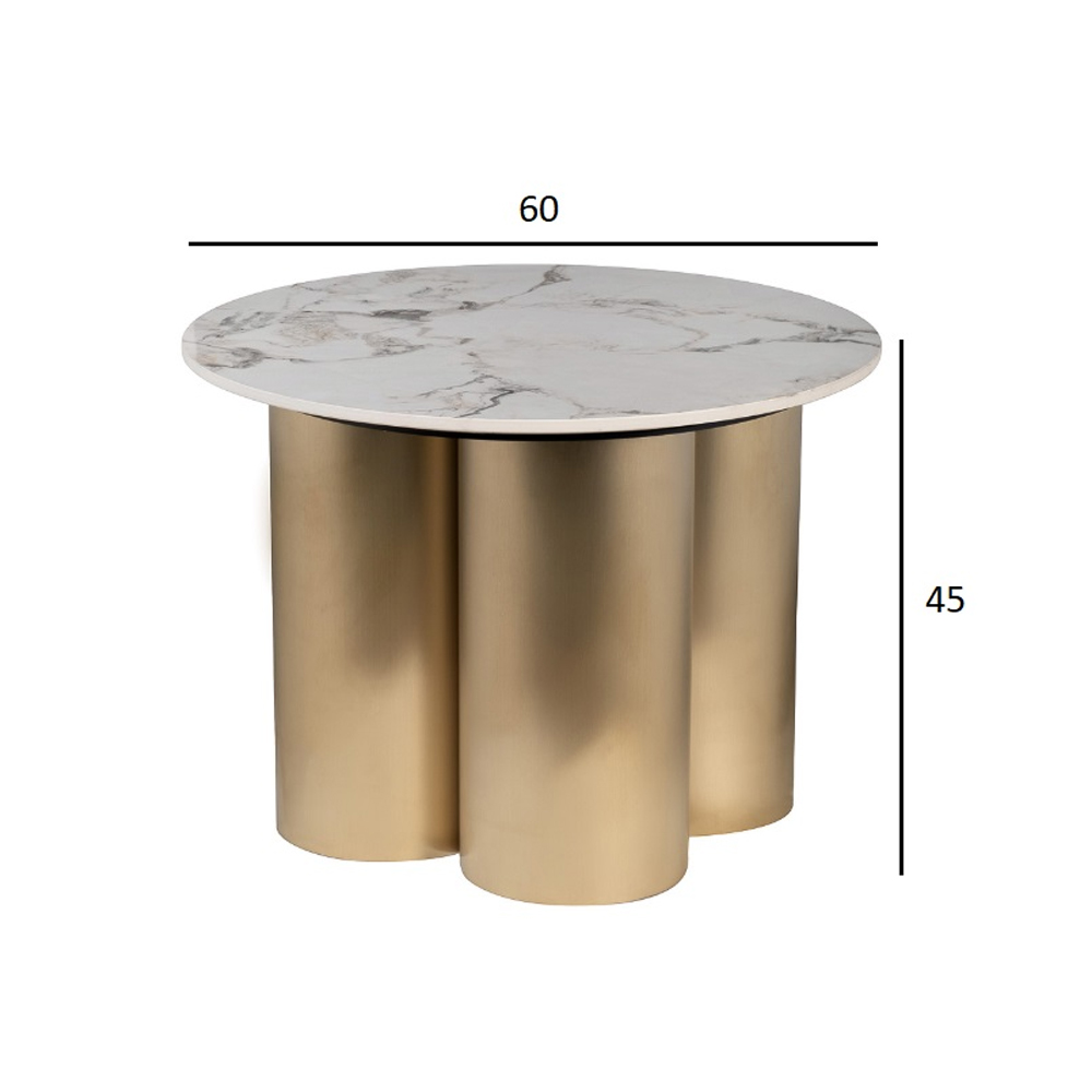 Стол журнальный круглый керамогранит белый Keramos в Казани