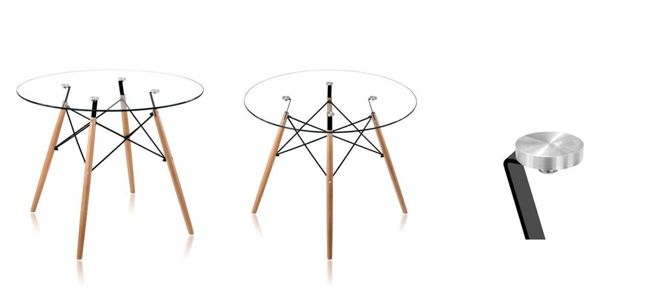 Стол обеденный круглый Paolini стеклянная столешница - фото №1