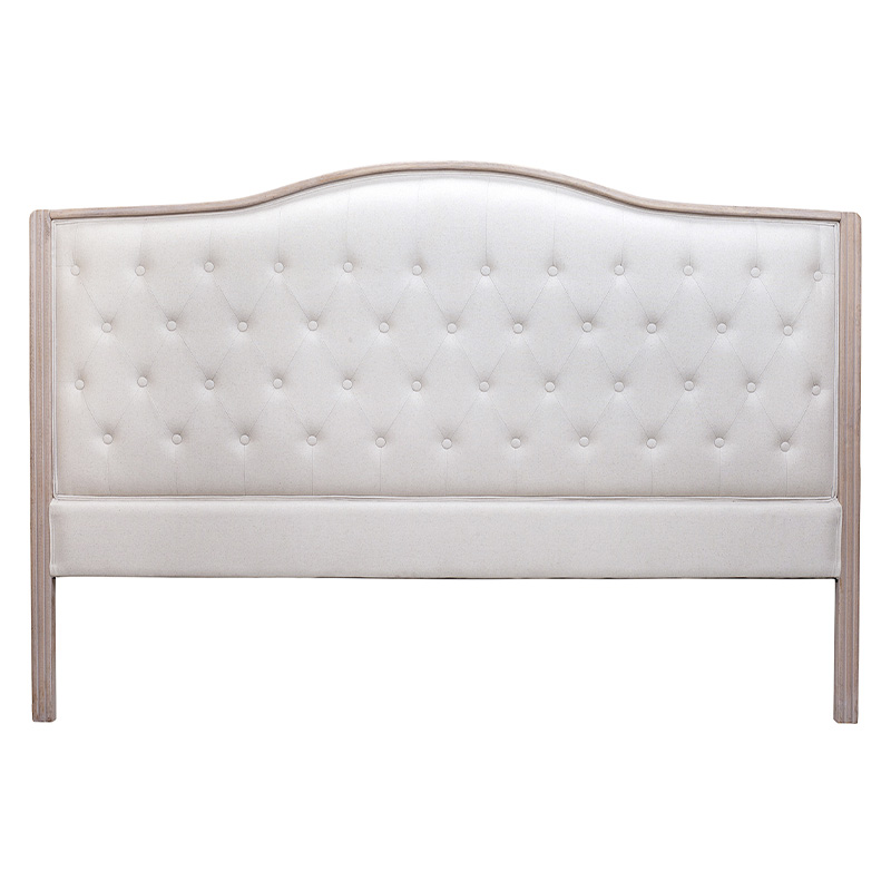 Изголовье кровати бежевое с мягкой обивкой из рогожки и льна Agatha Headboard Бежевый Коричневый в Казани | Loft Concept 