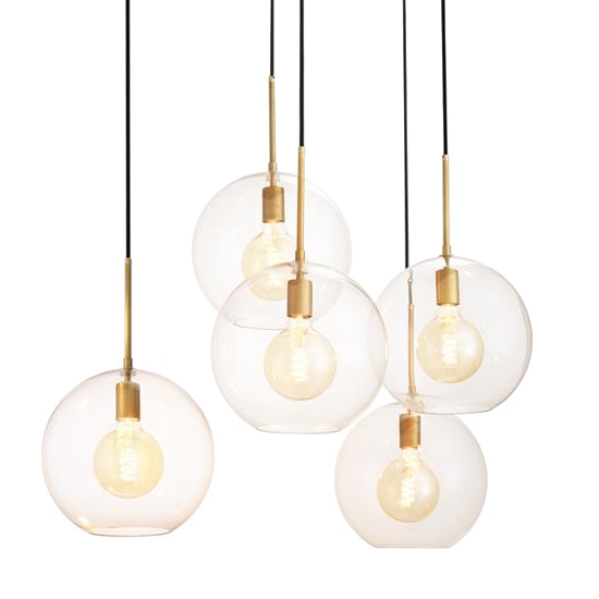 Люстра Chandelier Tango 5 light Латунь Античная полированная Темная бронза Прозрачное Стекло в Казани | Loft Concept 