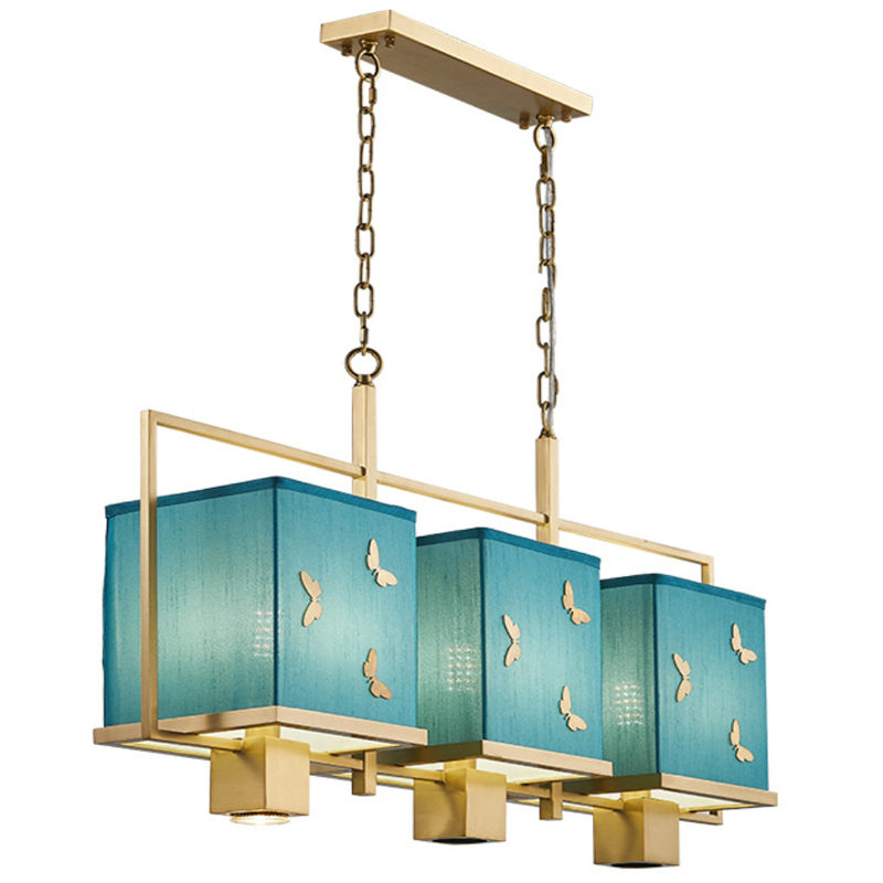 Люстра с бабочками Butterflies Blue Background Chandelier Латунь Бирюзовый в Казани | Loft Concept 