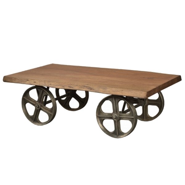 Стол на колесах Industrial Coffee Table on Wheels Акация в Казани | Loft Concept 