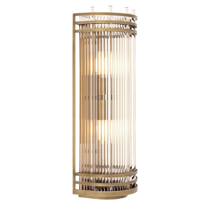 Бра Eichholtz Wall Lamp Gulf L Brass Латунь Античная полированная Прозрачный в Казани | Loft Concept 