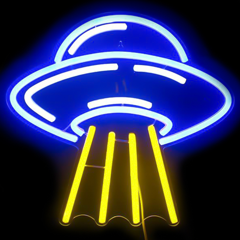 Неоновая настенная лампа UFO Neon Wall Lamp Желтый Синий в Казани | Loft Concept 