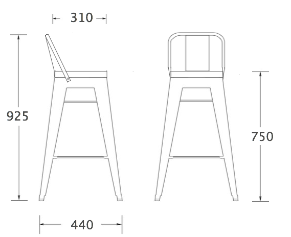 Барный стул Tolix Bar Stool 75 Backed в Казани